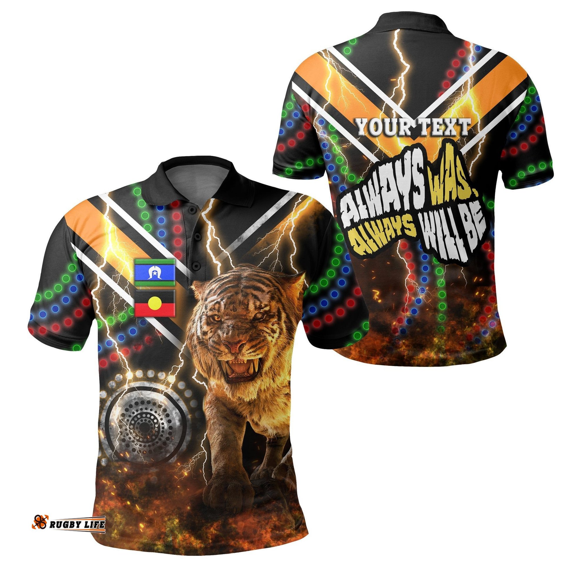 Custom Personalised Wests Tigers Naidoc Week Polo Shirt Version Aboriginal Tiger 3D - Amazing Aussie