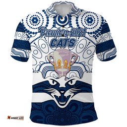 Geelong Cats Indigenous Polo Shirt Football 2021 Premiers - Trophy - Amazing Aussie