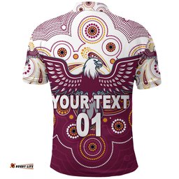 Custom Personalised Manly Warringah Sea Eagles Polo Shirt 2021 Indigenous Vibes, Custom Text And Number - Amazing Aussie