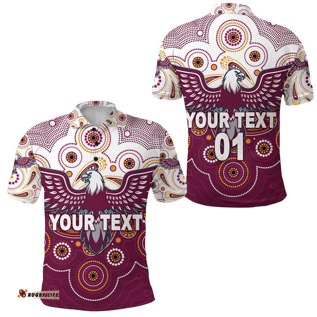 Custom Personalised Manly Warringah Sea Eagles Polo Shirt 2021 Indigenous Vibes, Custom Text And Number - Amazing Aussie
