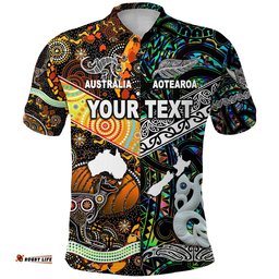 Maori Aotearoa And Aboriginal Customize Polo Shirt Together Paua Shell - Amazing Aussie