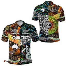 Maori Aotearoa And Aboriginal Customize Polo Shirt Together Paua Shell - Amazing Aussie