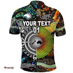 Maori Aotearoa And Aboriginal Customize Polo Shirt Together Paua Shell - Amazing Aussie