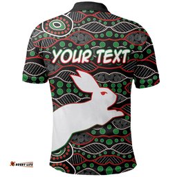 Custom Personalised South Sydney Rabbitohs Polo Shirt Aboriginal Patterns - Amazing Aussie