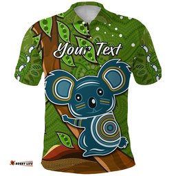 Custom Personalised Koala Climbing Tree Polo Shirt Aboriginal Aussie - Amazing Aussie