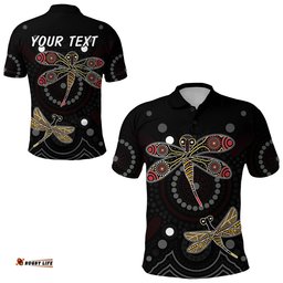 Custom Personalised Aboriginal Dot Polo Shirt Butterfly Victory - Amazing Aussie