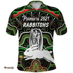 South Sydney Rabbitohs Polo Shirt 2021 Indigenous Premiers - Trophy - Black - Amazing Aussie