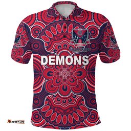 Custom Personalised Melbourne Demons Indigenous Polo Shirt Football 2021 Version, Custom Text And Number - Amazing Aussie