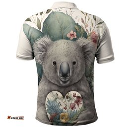 Amazing Aussie Australia Koala Koala Holding A Heart Adorned With Flowers Polo Shirt