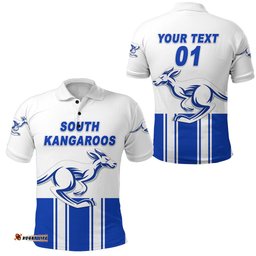 Custom Personalised South Alice Football Club Polo Shirt South Kangaroos Original - White, Custom Text And Number - Amazing Aussie