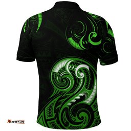 Custom Personalised Aotearoa Fern Polo Shirt Maori Pattern Version Green - Amazing Aussie