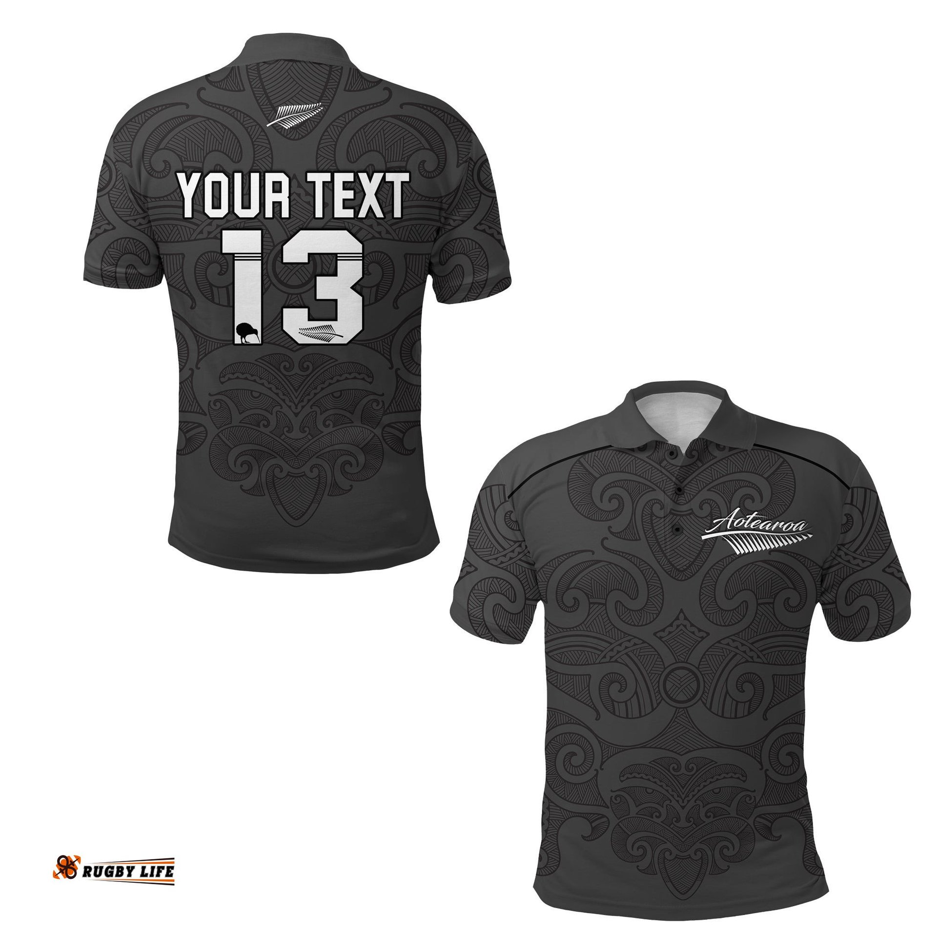 Custom Personalised Maori 2021 Polo Shirt - Aotearoa Tattoo - Custom Text and Number - Amazing Aussie