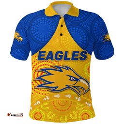 West Coast Eagles Polo Shirt Indigenous Version - Gold - Amazing Aussie