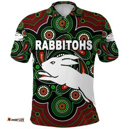 South Sydney Rabbitohs Polo Shirt 2021 Indigenous Vibes - Black - Amazing Aussie