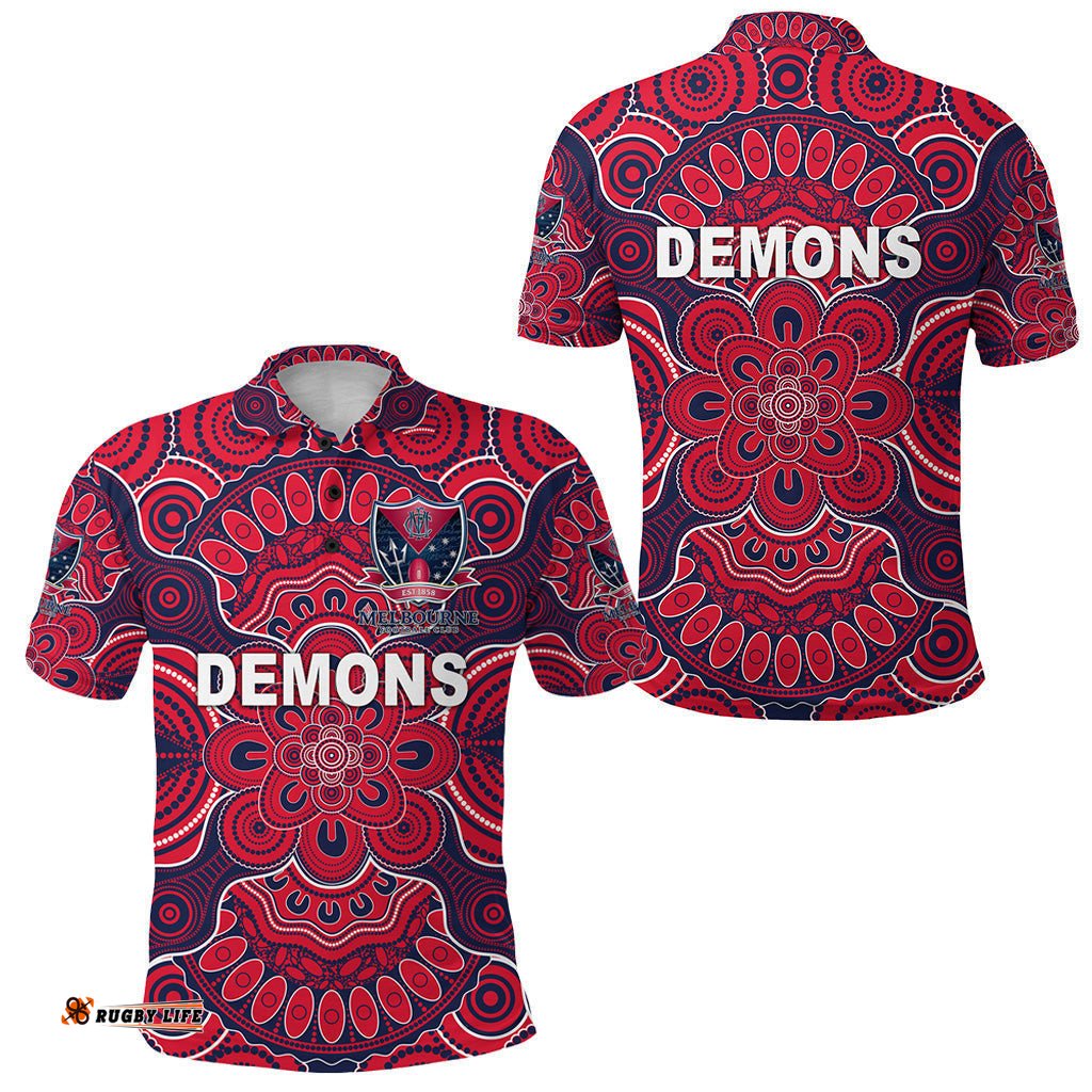 Melbourne Demons Indigenous Polo Shirt Football 2021 Version - Amazing Aussie