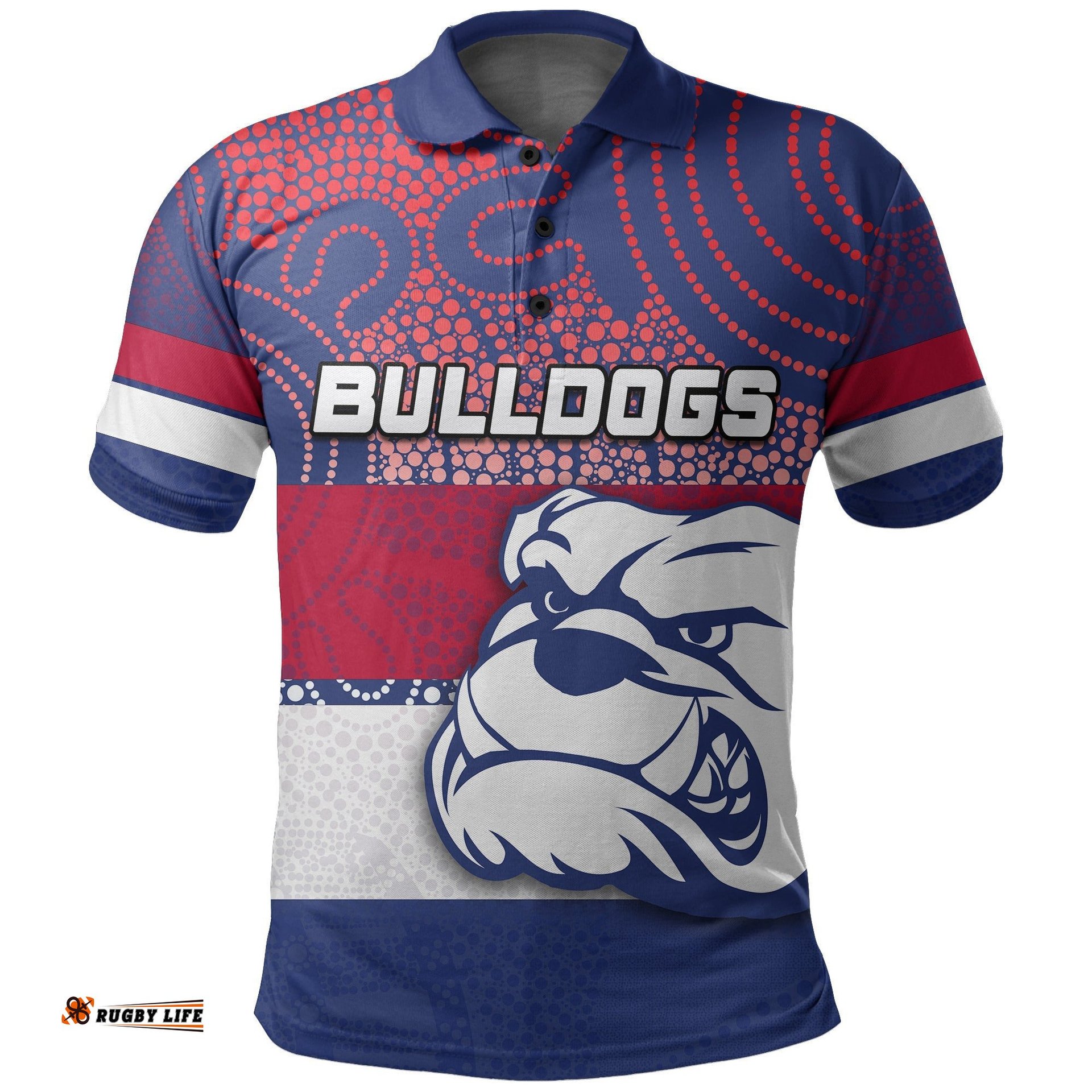Custom Personalised Western Bulldogs Polo Shirt Aboriginal Patterns - Amazing Aussie