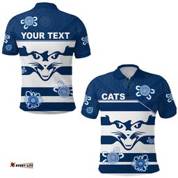 Custom Personalised Cats Football Polo Shirt Geelong Indigenous - Amazing Aussie