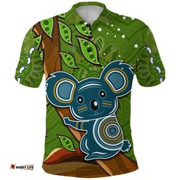 Koala Climbing Tree Polo Shirt Aboriginal Aussie - Amazing Aussie