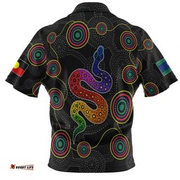 Amazing Aussie Australia Aboriginal Custom Indigenous Dreaming Rainbow Serpent Inspired Polo Shirt