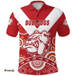 Custom Personalised South Fremantle Football Club Polo Shirt Bulldogs Indigenous Version - Red, Custom Text And Number - Amazing Aussie