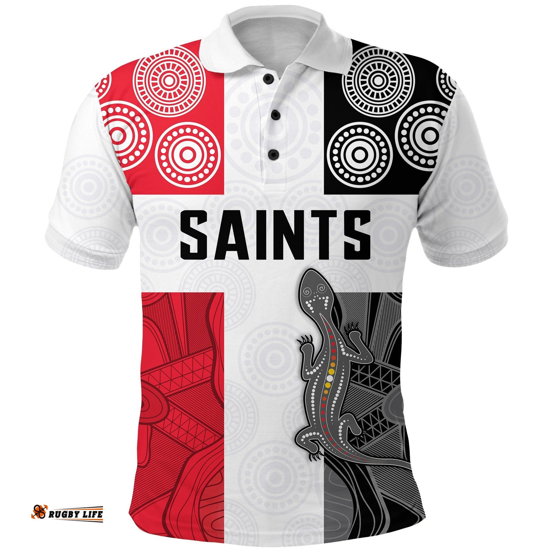 Saints Football Polo Shirt St Kilda Indigenous - Amazing Aussie