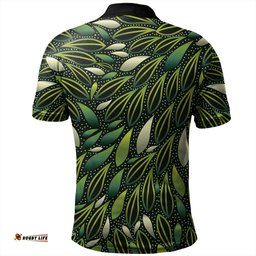 Amazing Aussie Australia Aboriginal Green Bush Leaves Seamless Polo Shirt
