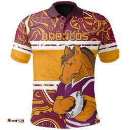 Custom Personalised Brisbane Indigenous Polo Shirt Broncos Cartoon - Amazing Aussie