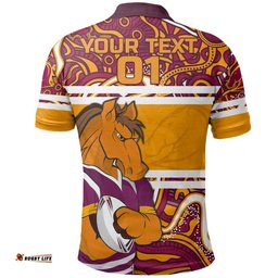 Custom Personalised Brisbane Indigenous Polo Shirt Broncos Cartoon - Amazing Aussie