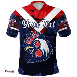 Custom Personalised Sydney Polo Shirt Roosters 2021 Indigenous Vibes - Blue - Amazing Aussie