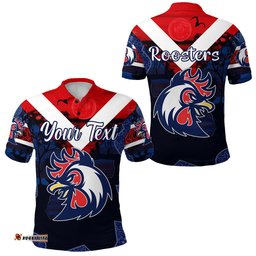 Custom Personalised Sydney Polo Shirt Roosters 2021 Indigenous Vibes - Blue - Amazing Aussie