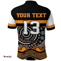 Custom Personalised Tigers Indigenous Polo Shirt Wests - Custom Text and Number - Amazing Aussie
