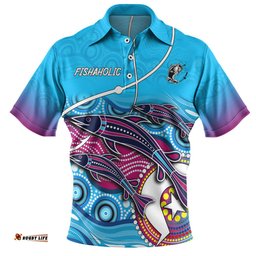 Amazing Aussie Australia Fishing Aboriginal Fishing Custom Fishaholic With The Dhari Symbol And Aboriginal Pattern Polo Shirt