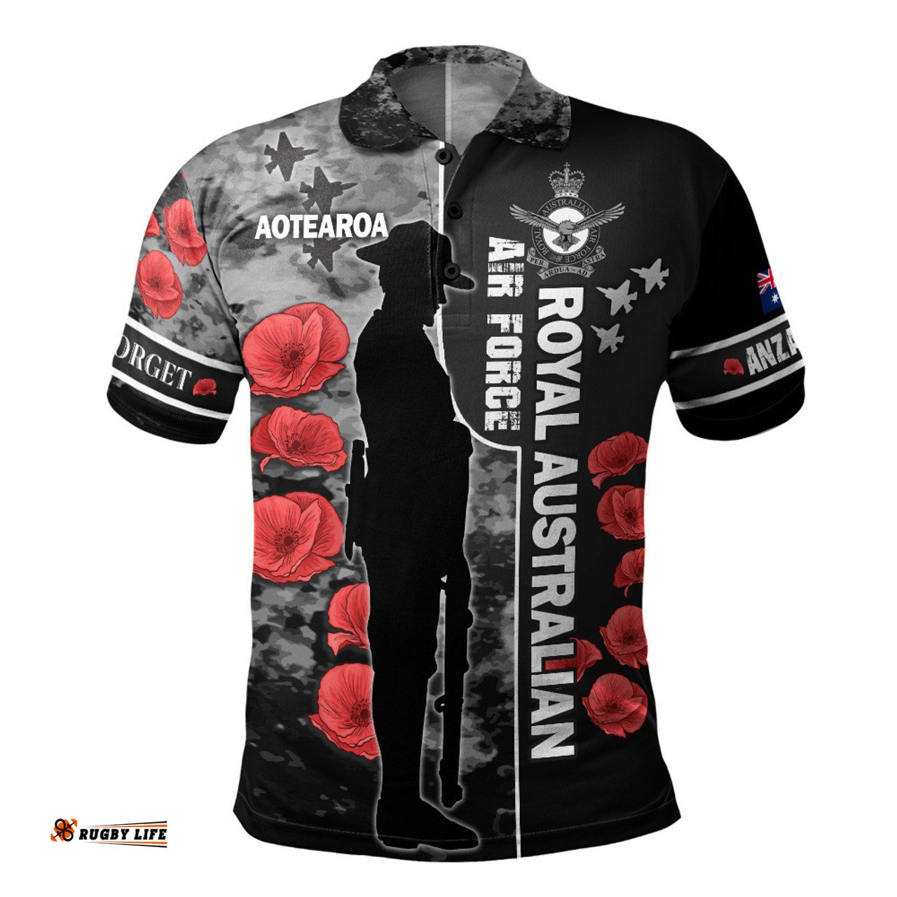 Amazing Aussie Aotearoa Australia Royal Australian Air Force Anzac Day Camouflage Style Polo Shirt