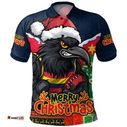 Amazing Aussie Adelaide Crows Santa Scoring Touchdown On Christmas Game Day Polo Shirt