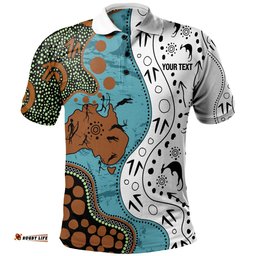 Amazing Aussie Australia Aboriginal Custom Aussie Indigenous Hunting Season With Kangaroo Dot Art Polo Shirt