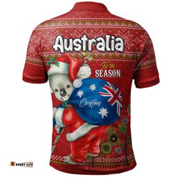 Amazing Aussie Aboriginal Christmas Custom Australia Koala Ugly Christmas with Aboriginal Inspired Red Polo Shirt