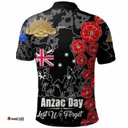 Amazing Aussie Australia Anzac Custom Lest We Forget Black Style Polo Shirt