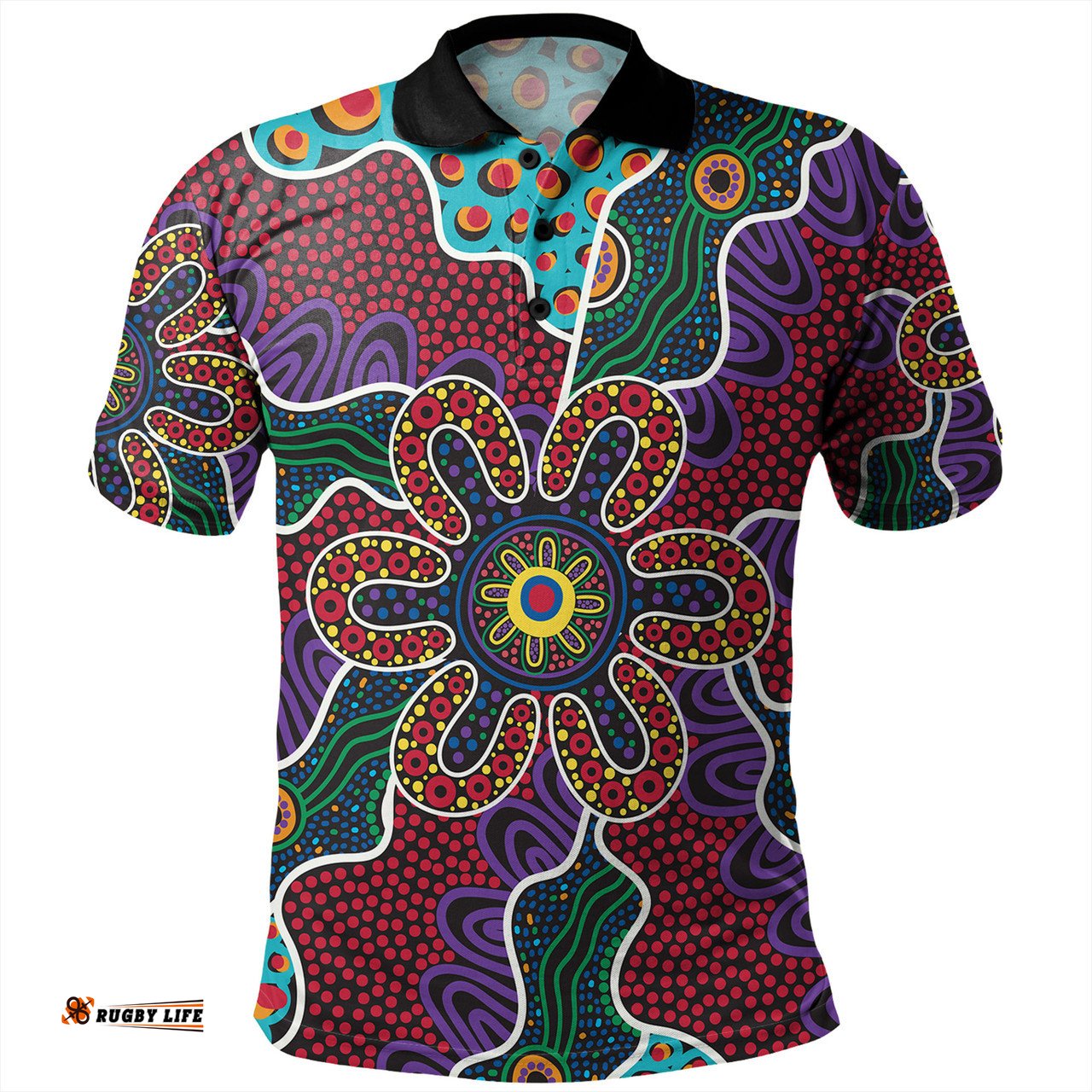 Amazing Aussie Australia Aboriginal Aboriginal Dot Art Color Inspired Polo Shirt