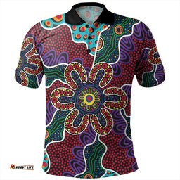 Amazing Aussie Australia Aboriginal Aboriginal Dot Art Color Inspired Polo Shirt