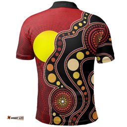 Amazing Aussie Australia Aboriginal Inspired Polo Australia Indigenous Flag Circle Dot Painting Art Polo Shirt