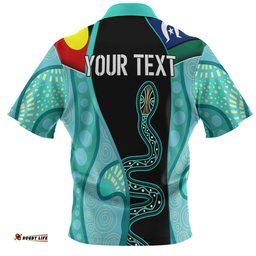 Amazing Aussie Australia Aboriginal Custom Turquoise Indigenous Rainbow Serpent Inspired Polo Shirt