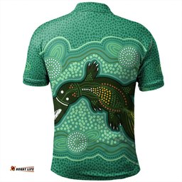 Amazing Aussie Australia Aboriginal Green Platypus Aboriginal Art Inspired Polo Shirt