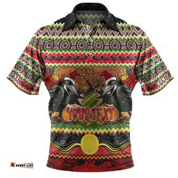 Amazing Aussie Australia Christmas Aboriginal Custom Aboriginal Dreamtime Wangkarnal Crows Polo Shirt