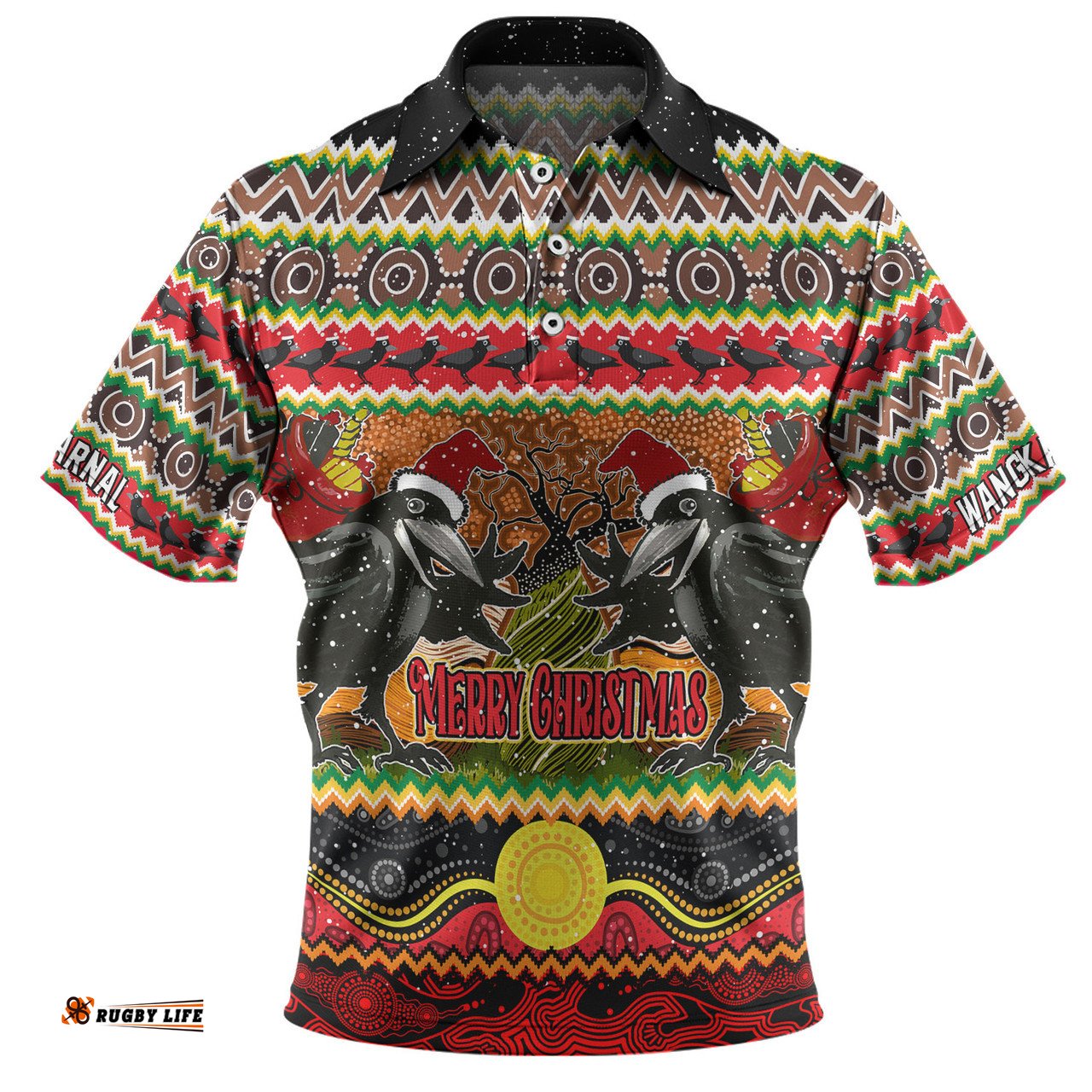 Amazing Aussie Australia Christmas Aboriginal Custom Aboriginal Dreamtime Wangkarnal Crows Polo Shirt