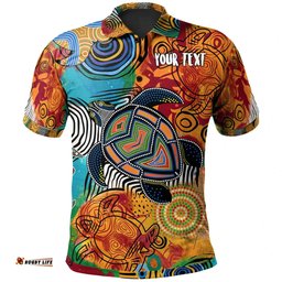 Amazing Aussie Australia Aboriginal Inspired Custom Turtle Indigenous Art Polo Shirt