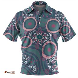 Amazing Aussie Australia Aboriginal Green Aboriginal Dot Art Inspired Polo Shirt