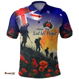 Amazing Aussie Australia Custom Anzac Day Soldiers With Australia Flag Polo Shirt