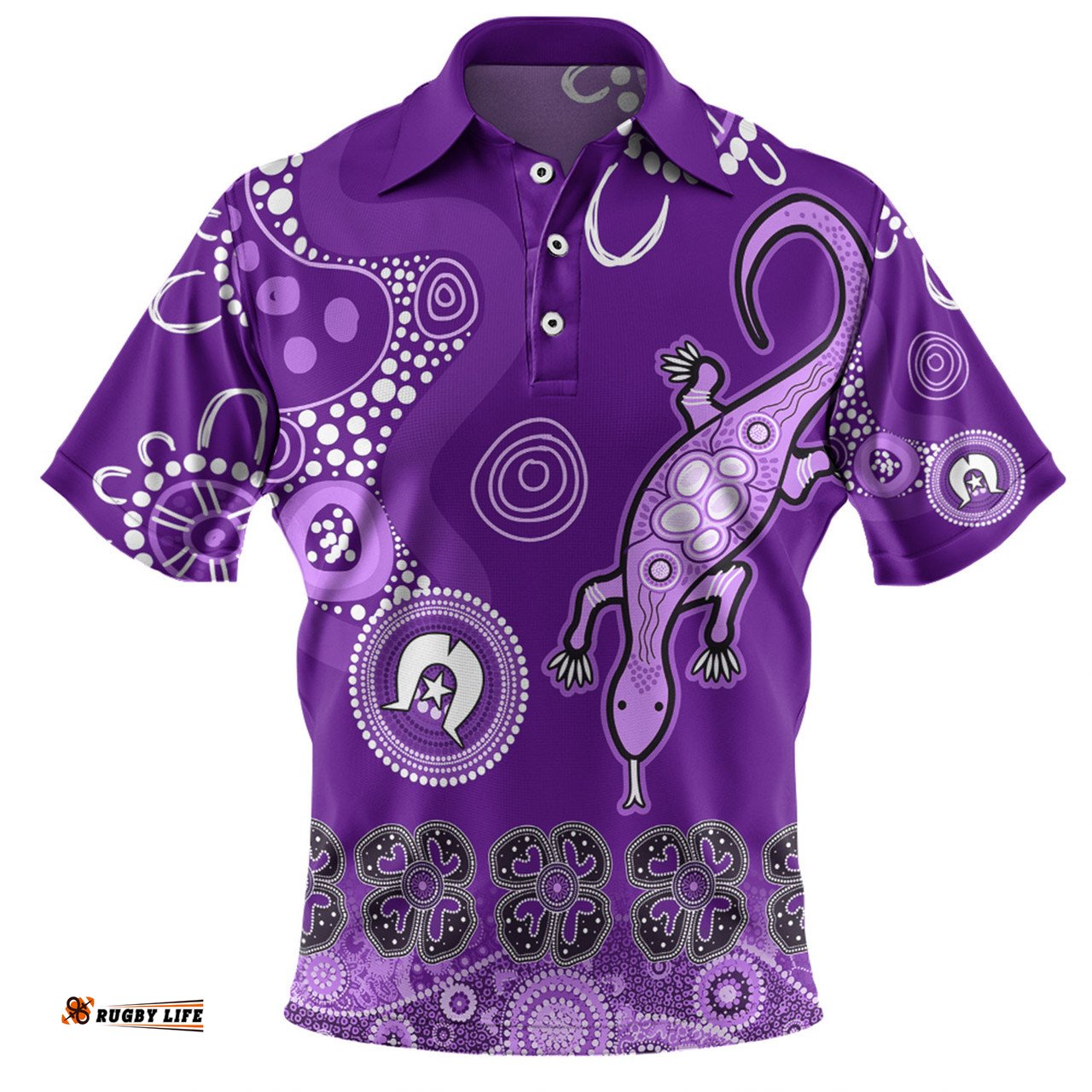 Amazing Aussie Australia Goanna Aboriginal Indigenous Dot Goanna (Purple) Polo Shirt