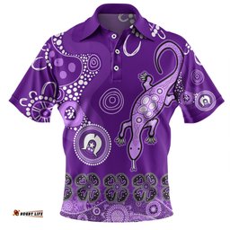 Amazing Aussie Australia Goanna Aboriginal Indigenous Dot Goanna (Purple) Polo Shirt