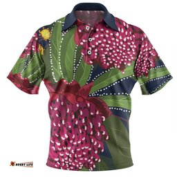 Amazing Aussie Australia Flowers Aboriginal Australian Waratah Flower Art Polo Shirt